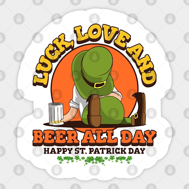 Beer All Day Leprechaun Sticker by SkullTroops